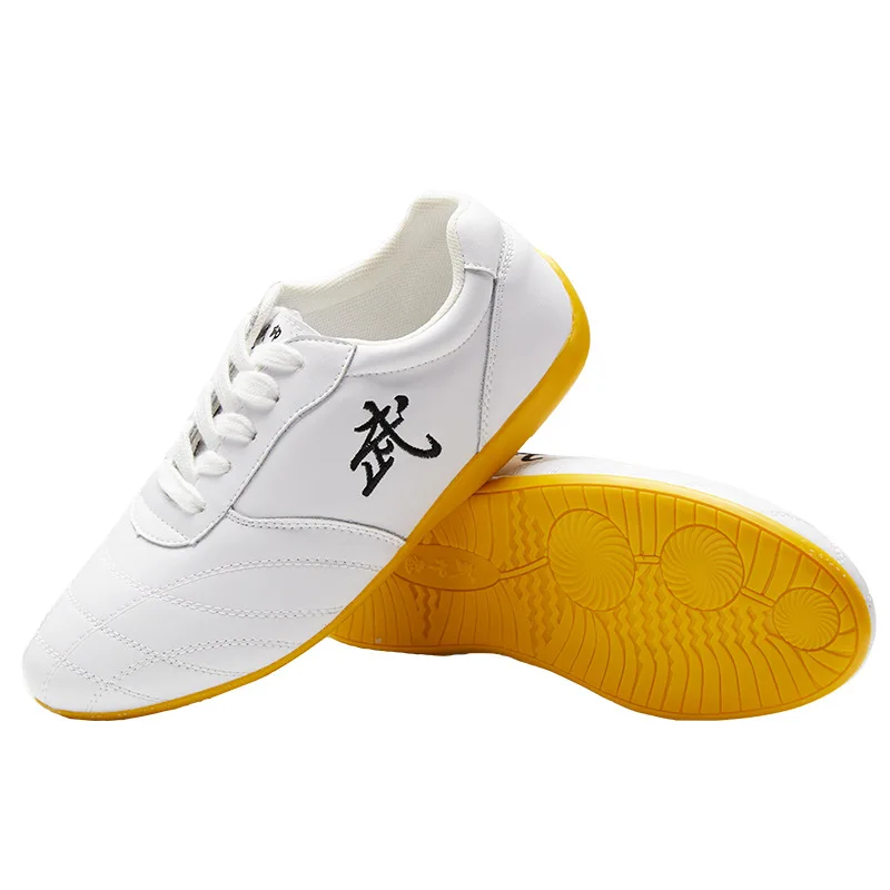 

2026 New Leather Taichi Shoes Unisex Size 34-47 Chinese Kung Fu Sport Sneakers Non-slip Women Fitness Training Shoes