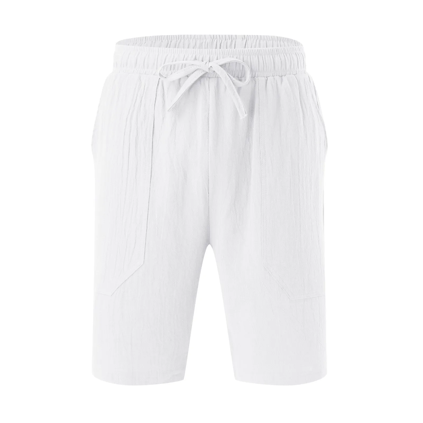 Pantalones Cortos de lino y algodón de imitación para hombre, bañadores sueltos blancos, cómodos, a la moda, para vacaciones y verano