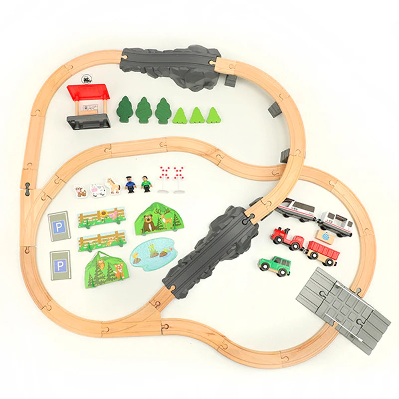 

New Gift Train Car Combination Wooden 1:64 Child Wood Lectric Train Transport Compatible With Wooden Tracks Pd80