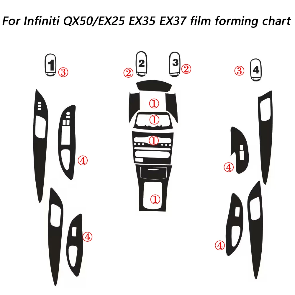 

Car-Styling Carbon Fiber Car Interior Center Console Color Change Molding Sticker Decals For Infiniti QX50 EX25 EX35 2008-2015