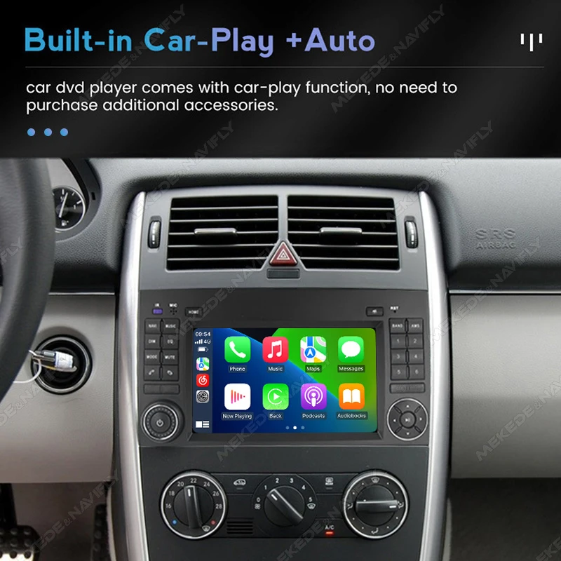 Android 15 Wireless CarPlay Navigation For Mercedes Benz W169 W245 B200 W906 Sprinter W639 Vito Car Radio Multimedia 2Din Player