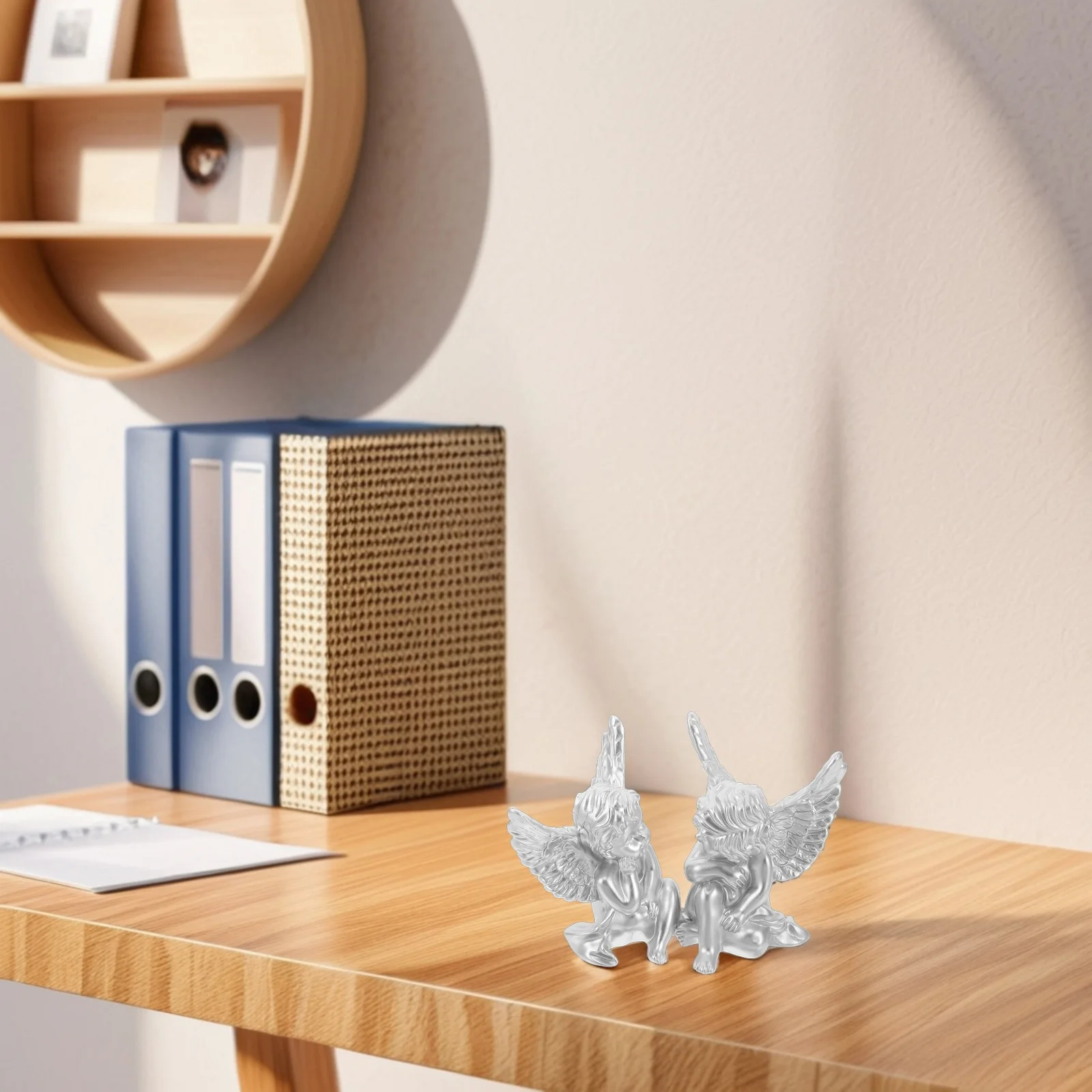 

2Pcs Resin Angel Figures Charming Home Decor Indoor Tranquility Peace Beautifully Detailed Sculpture Keepsakes