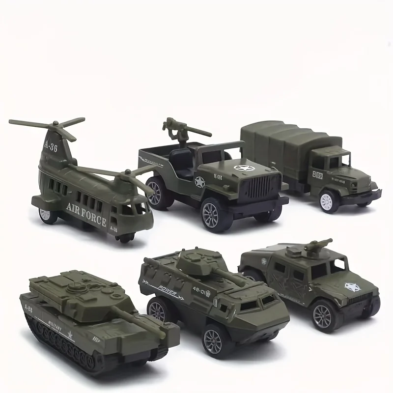 4 pieces, mini alloy rocket military model car set, toy car model ornaments, collectible model car (6 styles randomly selected)