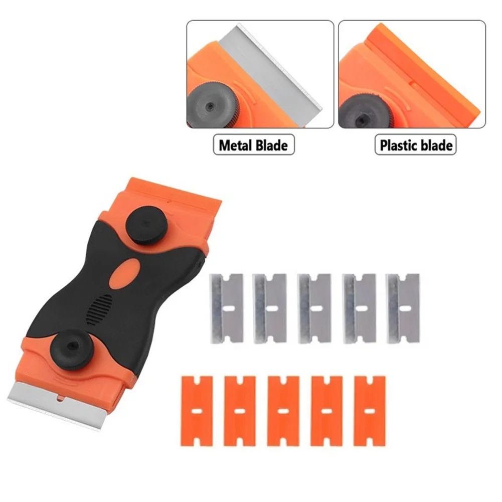 Easy to Use Vinyl Sticker Removal Tool, Ergonomic Design for Comfortable Grip Comes with 3 Plastic Blades and 3 Metal Blades