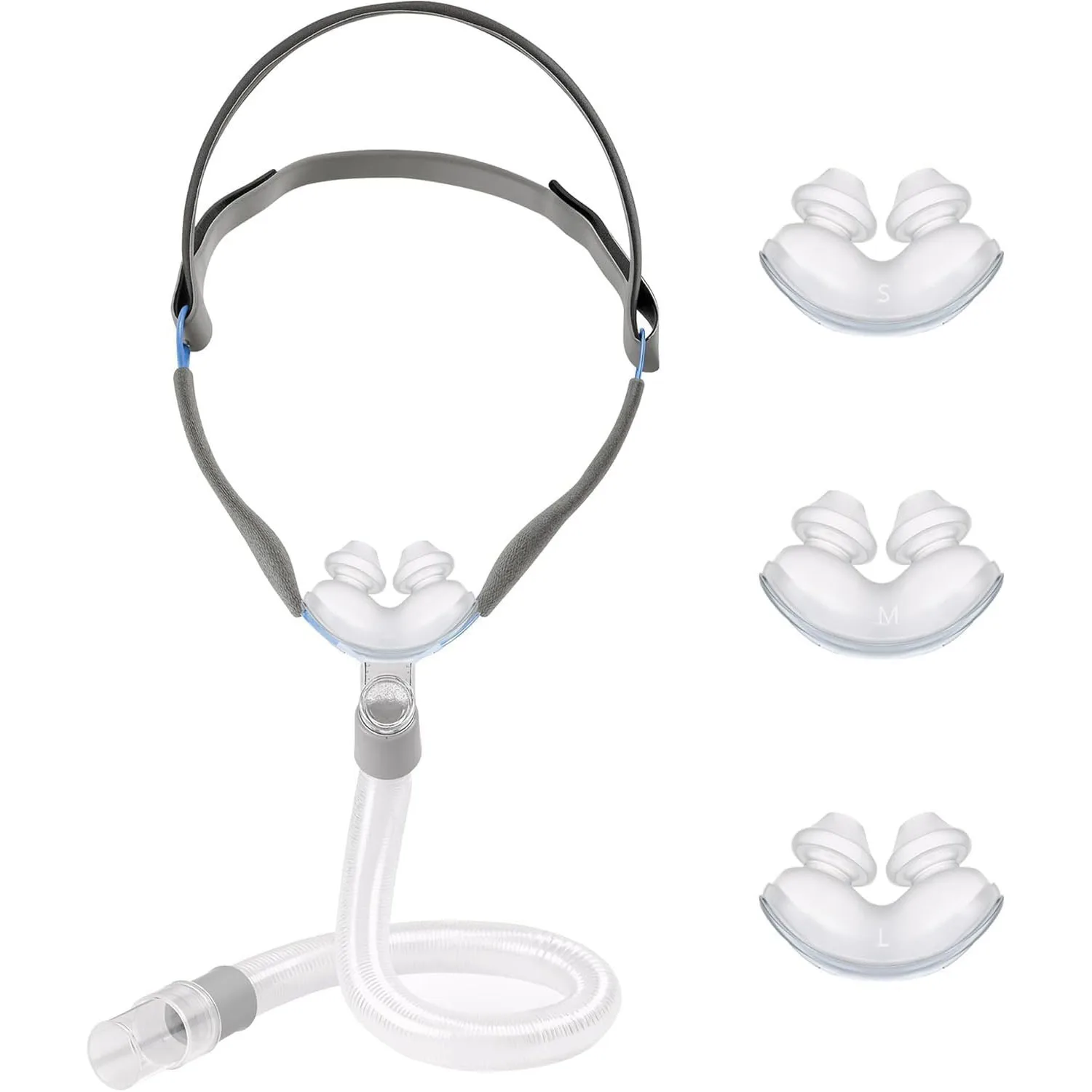 Universal CPAP Nasal Pillow Full Spare Set, Includes Headgear Tube Frame & 3 Size Nasal Cushions, Parts for Anti‑Snoring Sleep