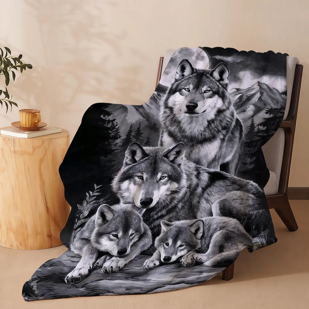 The Wolf Pack Personality Blanket Soft Warm And Thick Perfect For Bedroom Living Room Bed Sofa Camping Picnic Office Gift