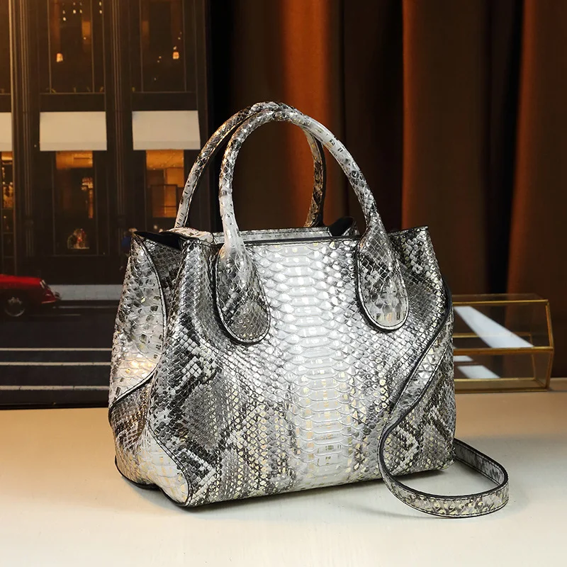 Serpentine Pattern Women Tote Bags High Quality Ladies Leather Top-handle Handbag Luxury Pu Leather Shoulder or Crossobody Bags