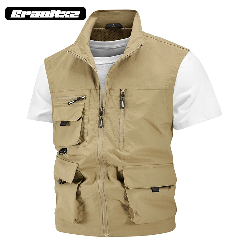 New Men Spring Autumn Summer Outdoor Casual Fishing Mountaineering Photography Cargo Vest Men Breathable Fashion Cargo Vest Men