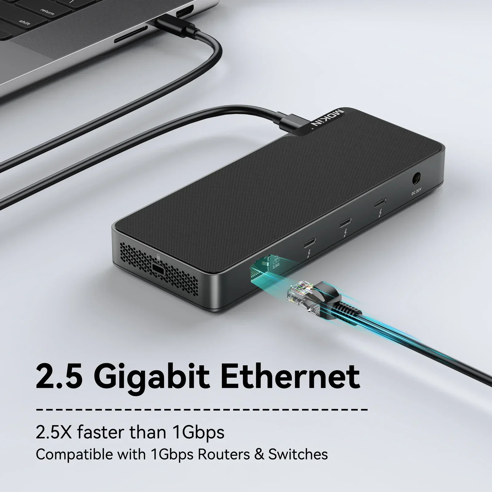 MOKiN Thunderbolt 4 40Gbps ラップトップドッキングステーション USB 3.1 SD/MicroSD カードリーダー RJ45 ドック MacBook Pro Air USB C ハブ用