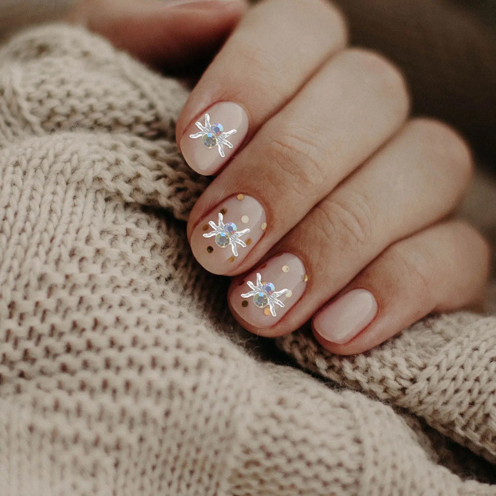 100Pcs Metal Spider Nail Art Charms Creative Alloy Decoration Halloween Christmas Manicure DIY Ornaments Women