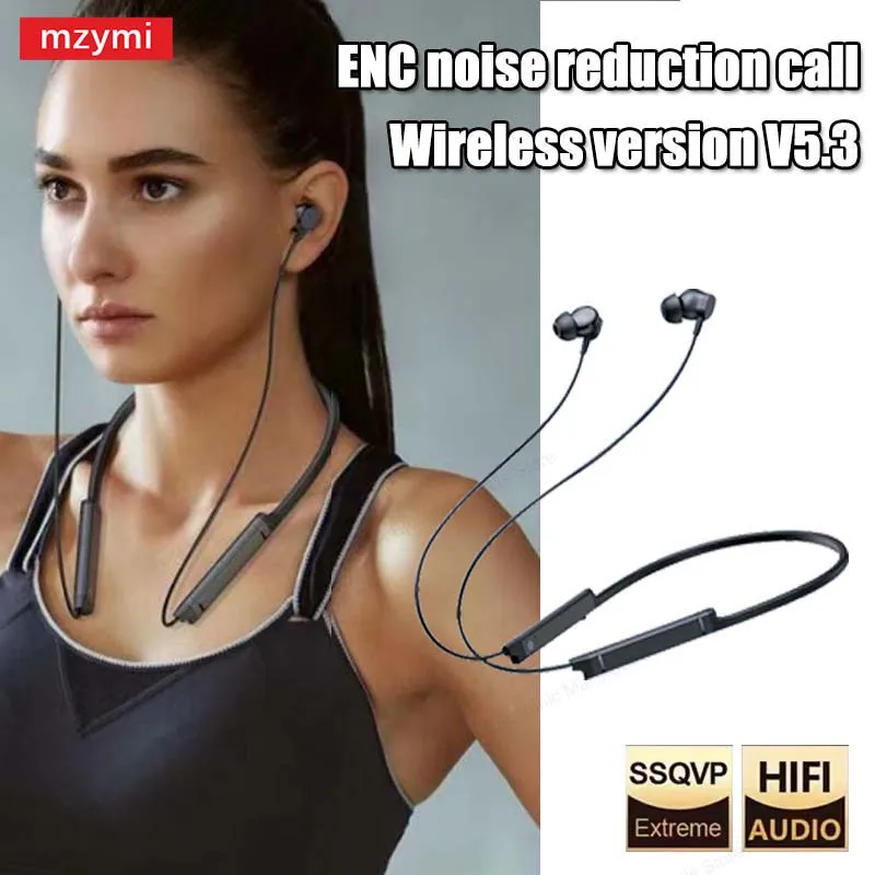 MZYMI BS09 Neckband Wireless Earphones Bluetooth5.3 Earbuds ENC Noise Reduction Headphones Waterproof Sports Headsets With Mic