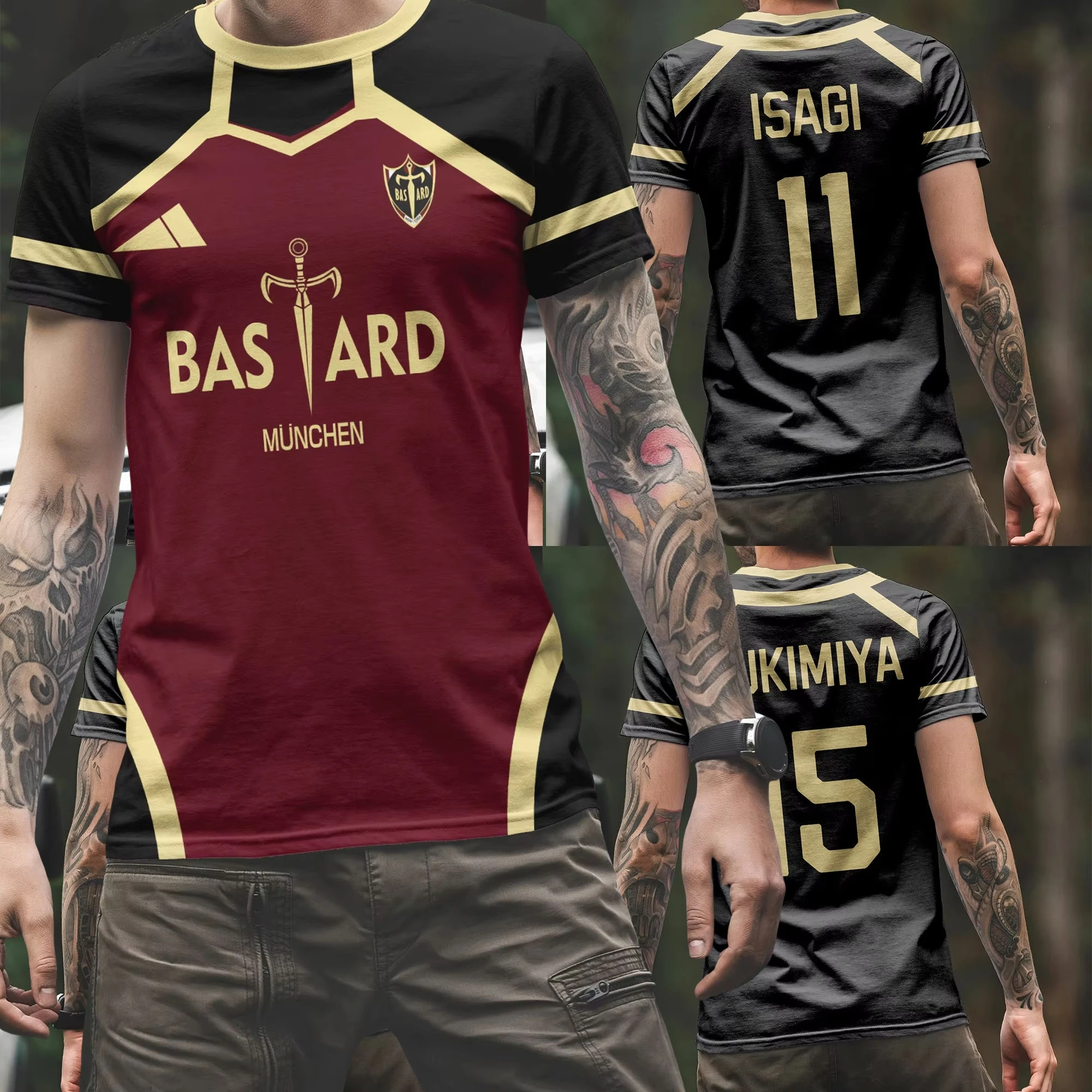 

Jersey Football Blue Lock Bastard Munchen Japanese Anime 3d Print T-shirt Men's Women's T-shirt Breathable Sports Tops Tees Man