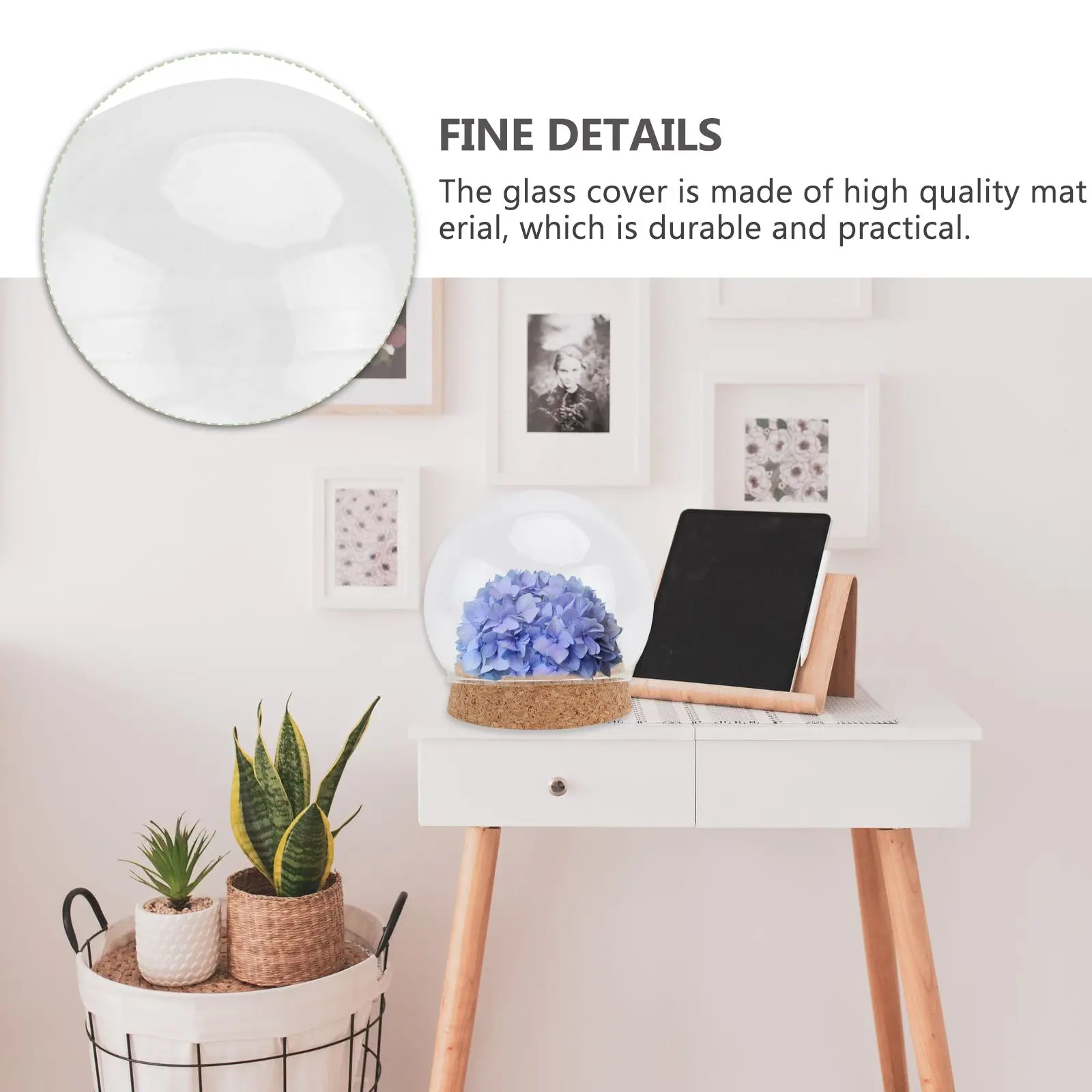 

2Pcs Glass Cover Display Case Decorative Container Khaki Bottle Cap Cork Dustproof Glass Jar Handicraft Model Preservation