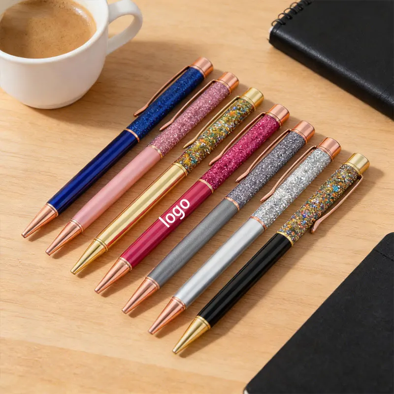 1 Set of Personalized Custom Ballpoint Pens, Laser-Engraved Text, New Stylish Gold Powder Oil-Filled Pens, Dazzling Liquid Sand Creative Metal Crystal Gift Pens, Gold Foil Pens, Personalized Name Ballpoint Pens with Storage Bag, Unique Stationery Gifts for Men and Women, Ideal Pens for Office, University, Signature Writing, and Journaling, Personalized Ballpoint Pens for Wedding Favors, Business Advertising Promotions, Team Gifts, and Party Souvenirs