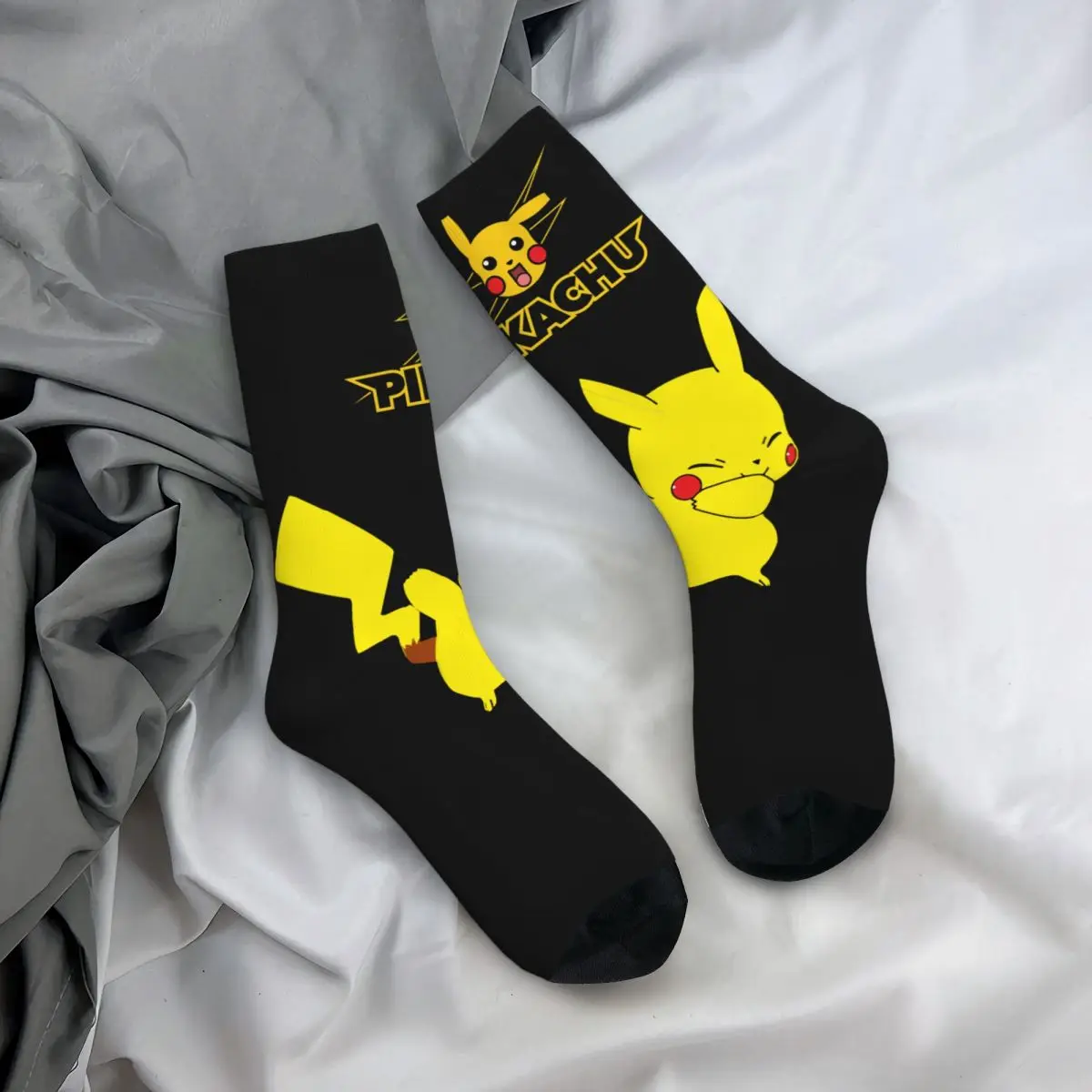 Happy Funny Men\'s compression Socks Popular Anime Retro Harajuku Pikachu Street Style Novelty Pattern Crew Crazy Sock Gift