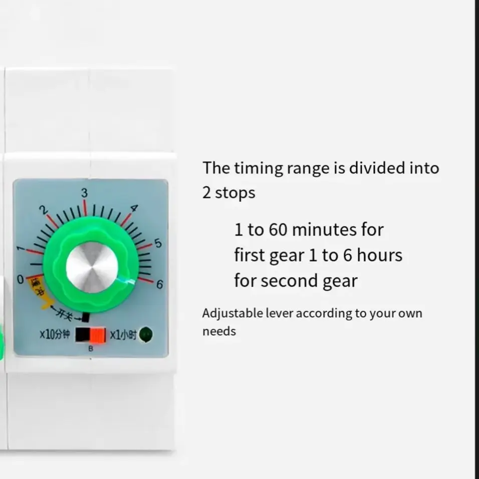 Adjustable Mechanical Timer Switch 63A for High Power Appliances Memory Function Timing Range from 1 Minute to 6 Hours