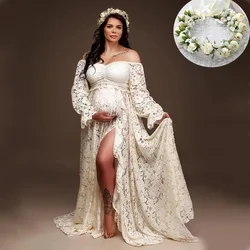 Boho Maternity Photography Outfit Dress Bohemian Pregnancy Photo Shoot Long Dresses Pregnant Woman Dress