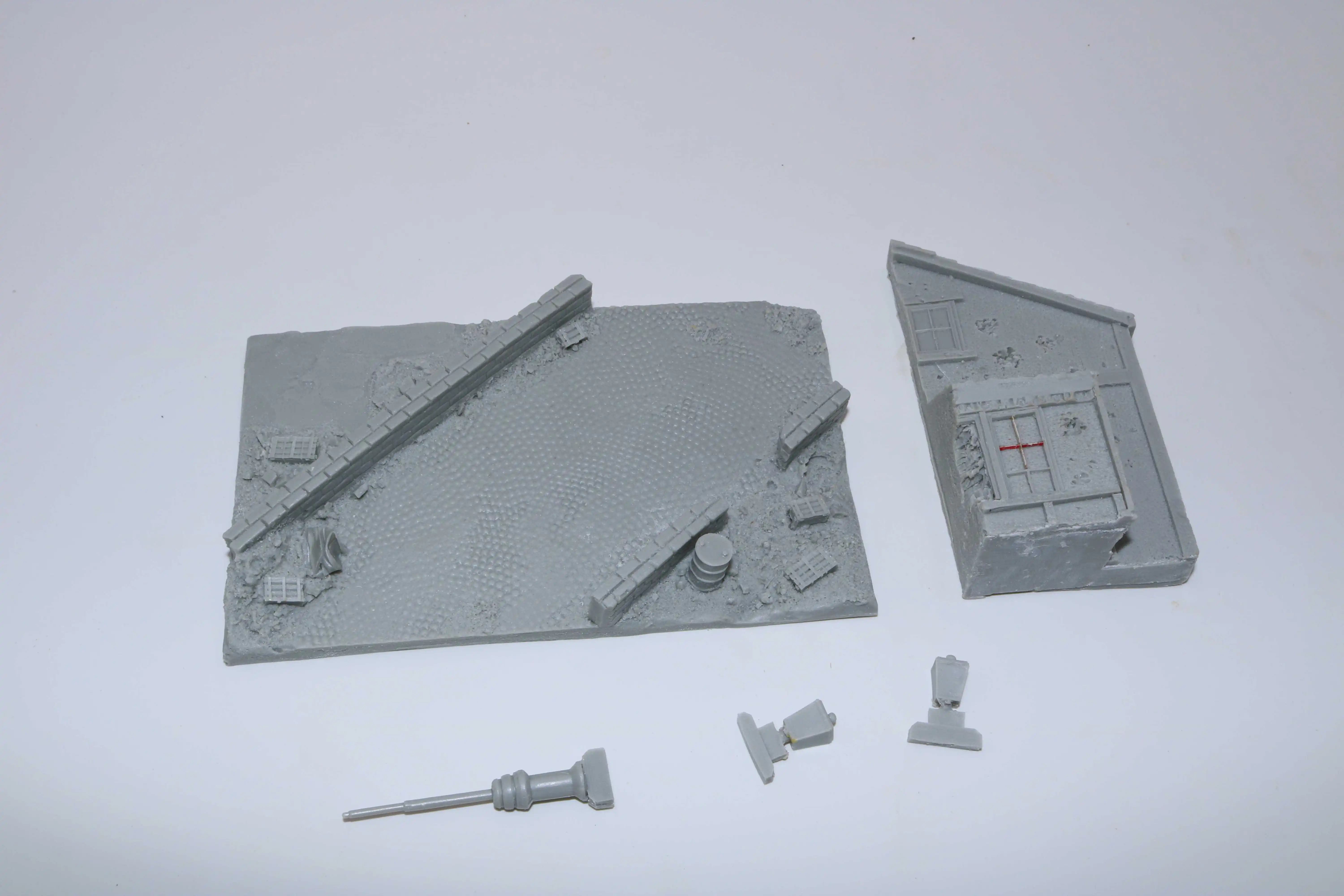 1/72 Resin Die-casting Scene Layout Props Gray Model on-site House Building Platform Free Shipping