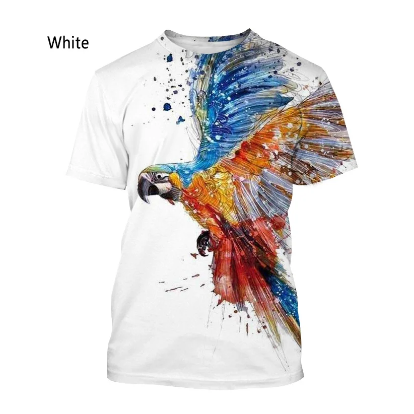 New Fashion Parrot Animal 3D Printing T-shirt Men\'s and Women\'s Summer Casual Short-sleeved Shirt Tops