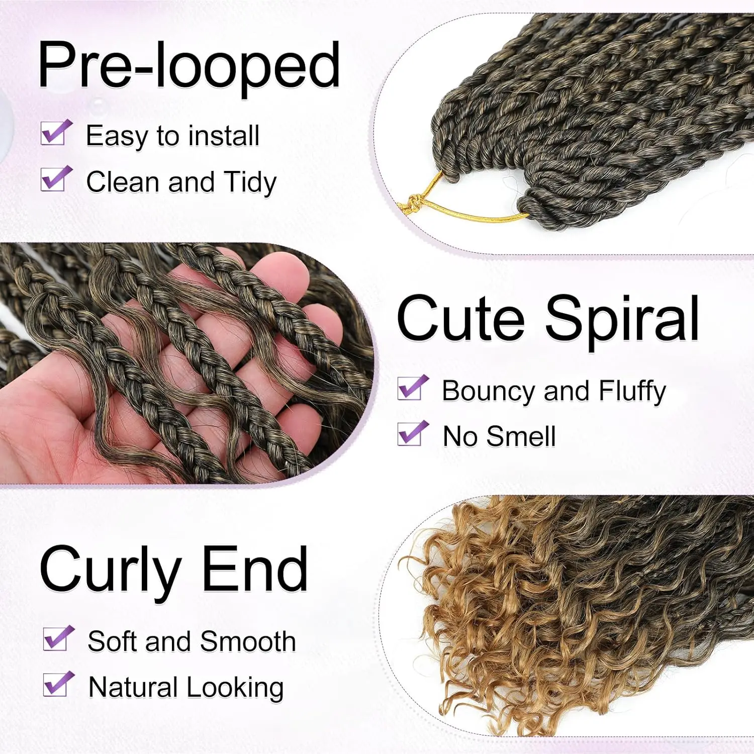 Вязание крючком Box Braids Goddess Box Braids Вязаные крючком волосы Синтетические косички в стиле бохо Вязаные крючком косы для волос Bohomian Box Braid Вязаные крючком волосы