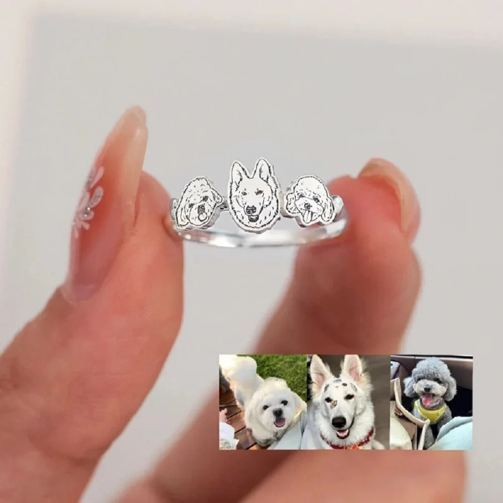 Sipuris Personalisierter Haustier-Fotoring für Frauen, Edelstahl, personalisierter Hunde- und Katzen-Gedenk-Modeschmuck, Geschenke für Tierliebhaber – Detail 7