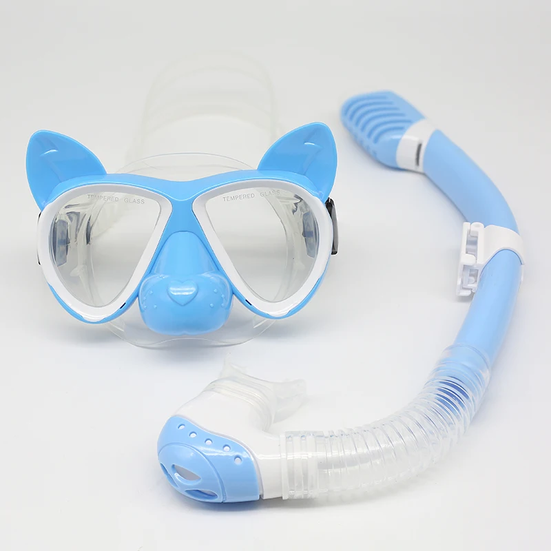 

Kids Cartoon 3D Ears Snorkeling Mask Goggles, Tempered Glass Lens, Leak - Proof, Silicone Gear for Swimming & Floating Diving