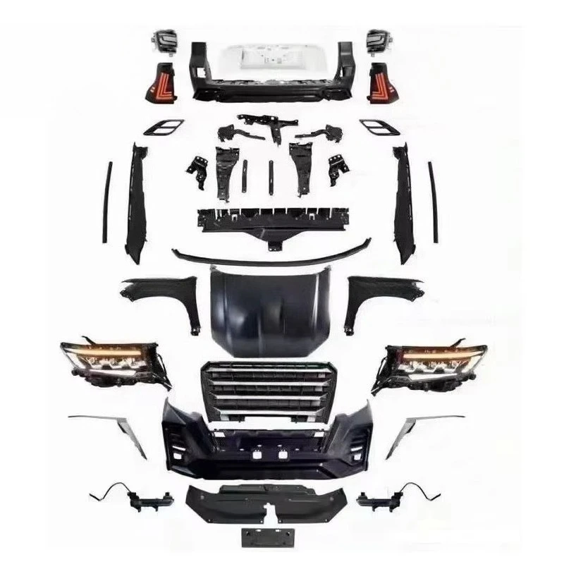 3-Lens LED Headlights  Front Lamps Bumper Grille Engine Hood Kit