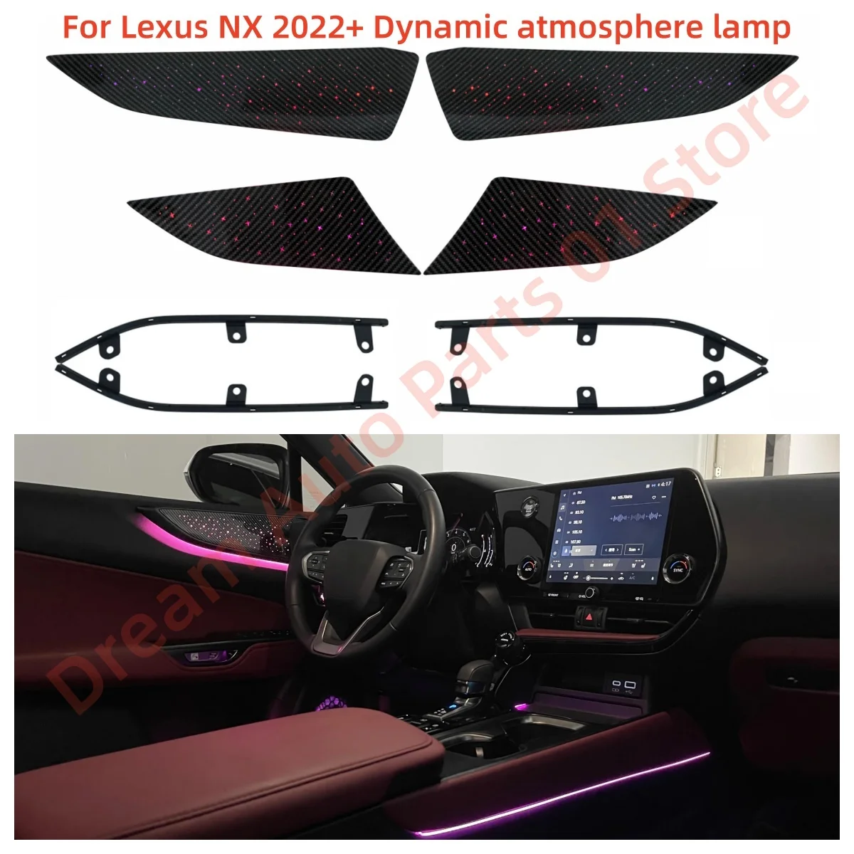 For Lexus NX 2022Dynamic Atmosphere Lights LED Ambient Light Automotive Interior Lighting Upgrade 1:1 star panel APP Control New