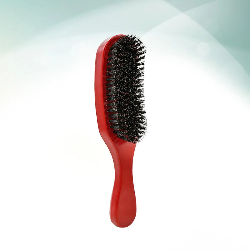 

Women Natural Bristle Wave Brush Wooden Comb Ergonomic Handle Anti-Frizz Long Durable Use Red Handle Black Bristle For Styling