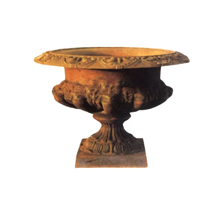 Custom Outdoor Courtyard Backyard Garden Ornament Supplies Decorative Metal Flower Pot Flower Pot Urn Cast Iron