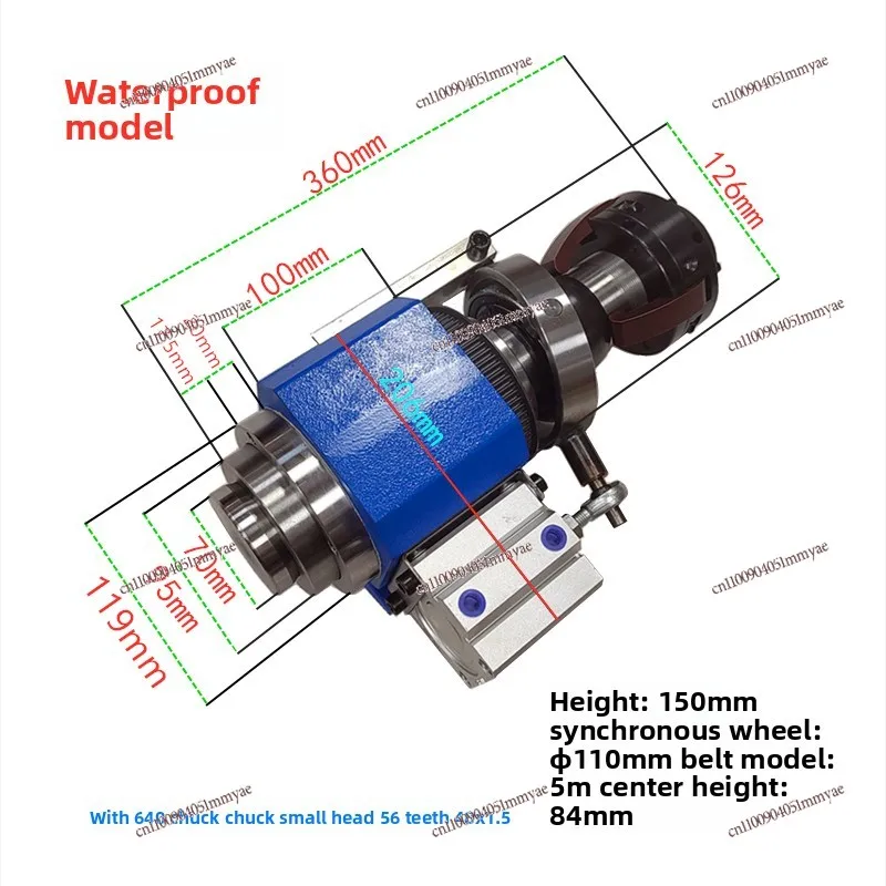 Small bedside box assembly, indexing head, synchronous belt wheel spindle rotation, pneumatic clip seat