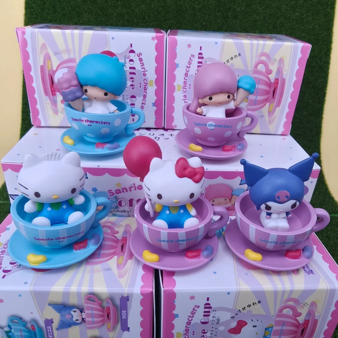 Sanrio Licensed Cute Coffee Cup Blind Box Figures - Kuromi Hello Kitty Little Twin Stars Shaking Rotating Desktop Ornament Toy view 5
