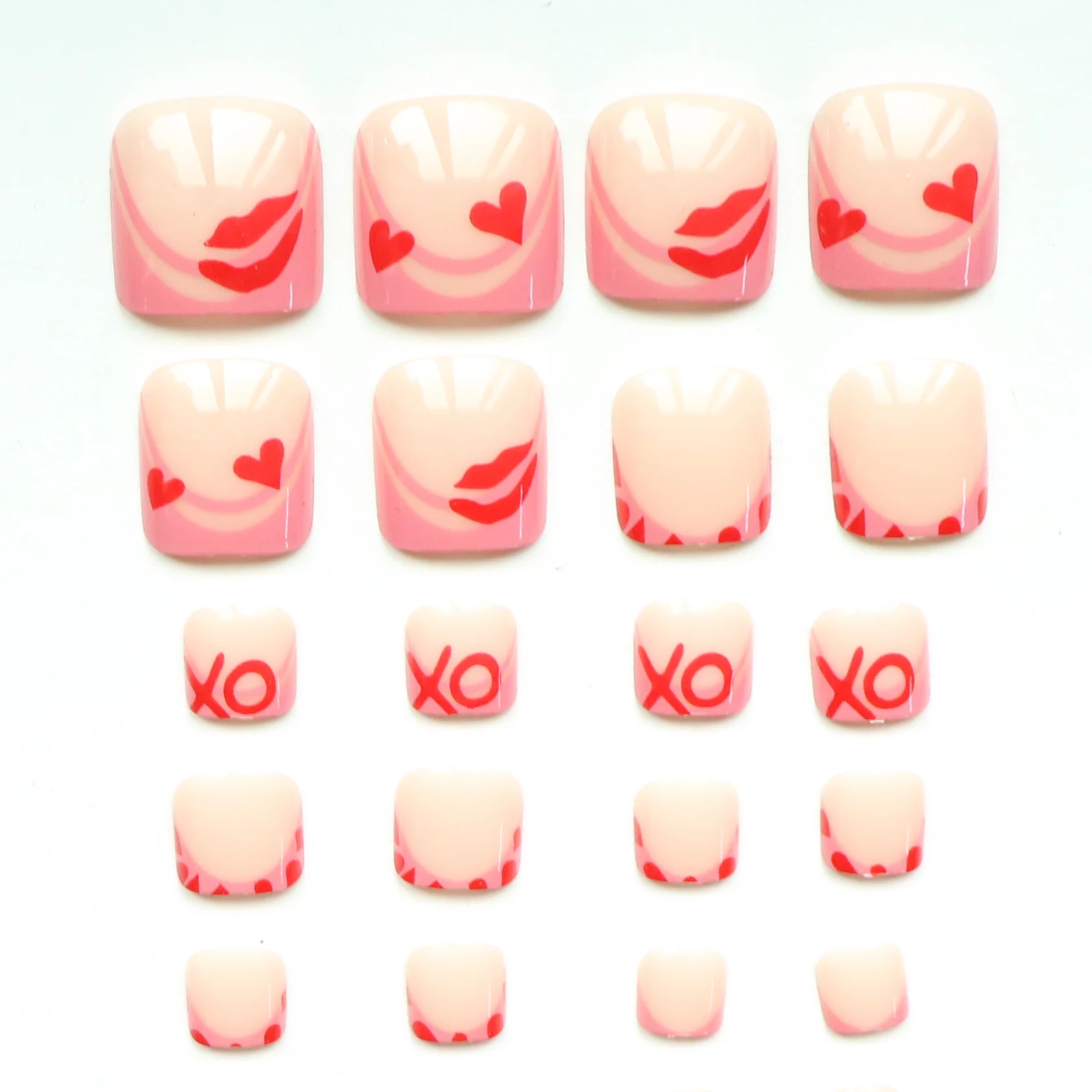 24 pezzi Migliora il tuo look con il bordo rosa design a forma di cuore set di dita finte 1 pezzo di lima per unghie e 1 kit di adesivi per colla per unghie