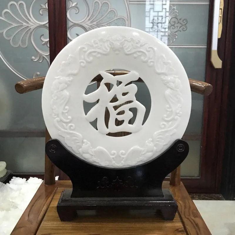 Natural jade and white marble hollowed-out 