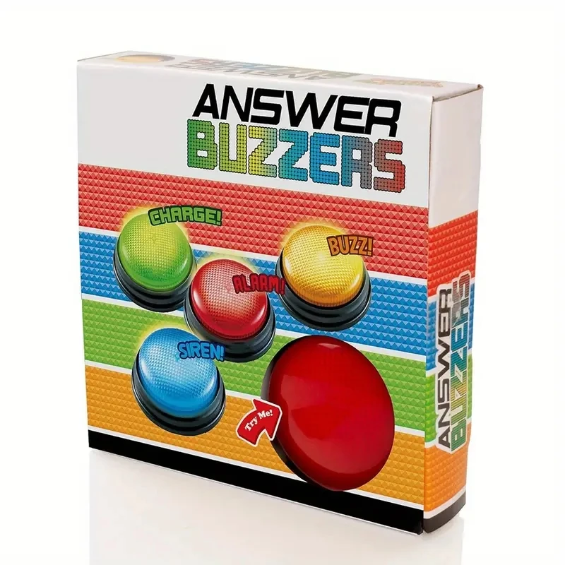 Cuzzers de respuesta para espectáculos de juegos Cuzzers de juego de 4 piezas con luces y sonidos Botones de zumbido para niños o adultos Perfecto