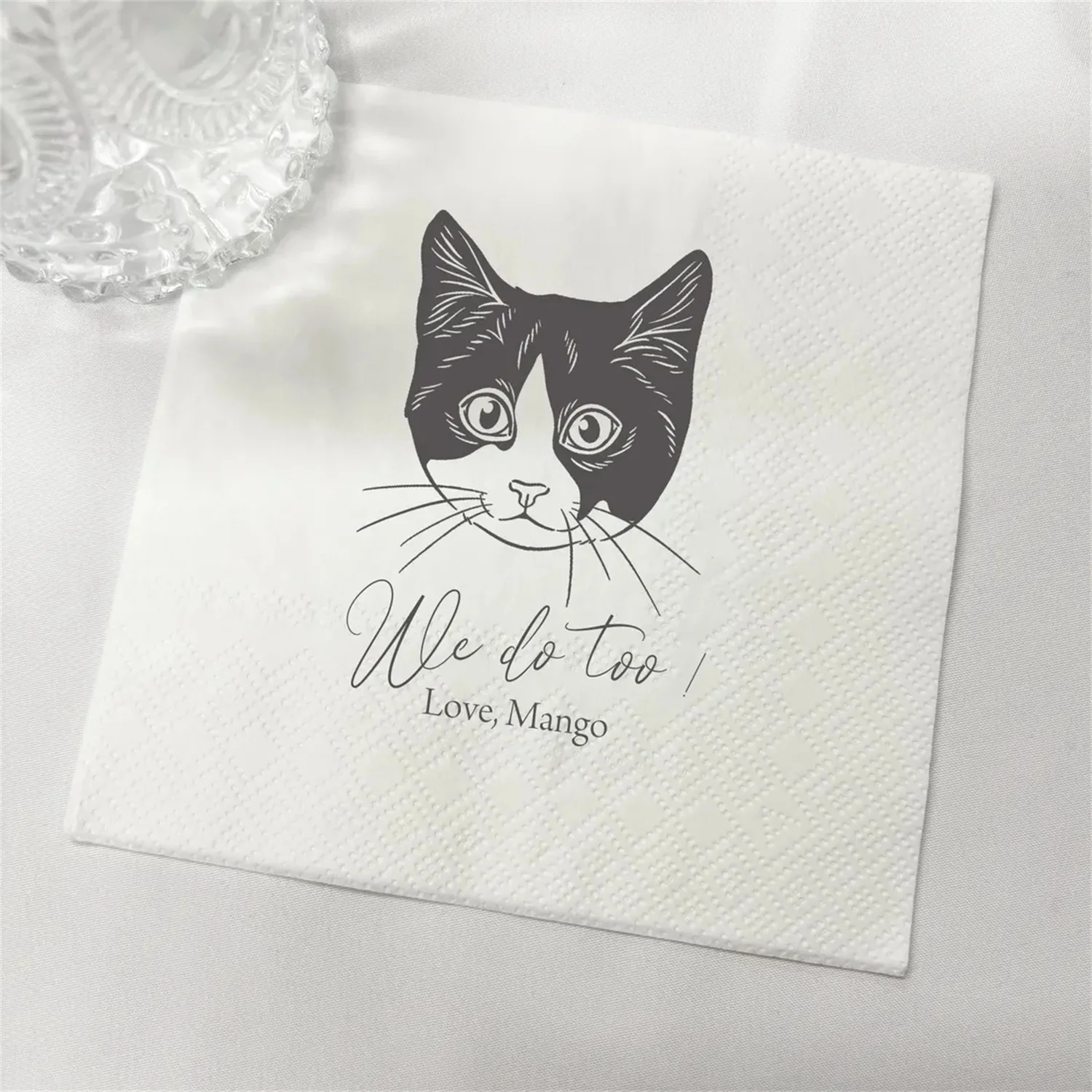 

50 PCS Custom Illustrated Cat Napkins For Wedding, Dog Wedding Cocktail Napkins, Custom Pet Portraits, Personalized Pet Napkins,