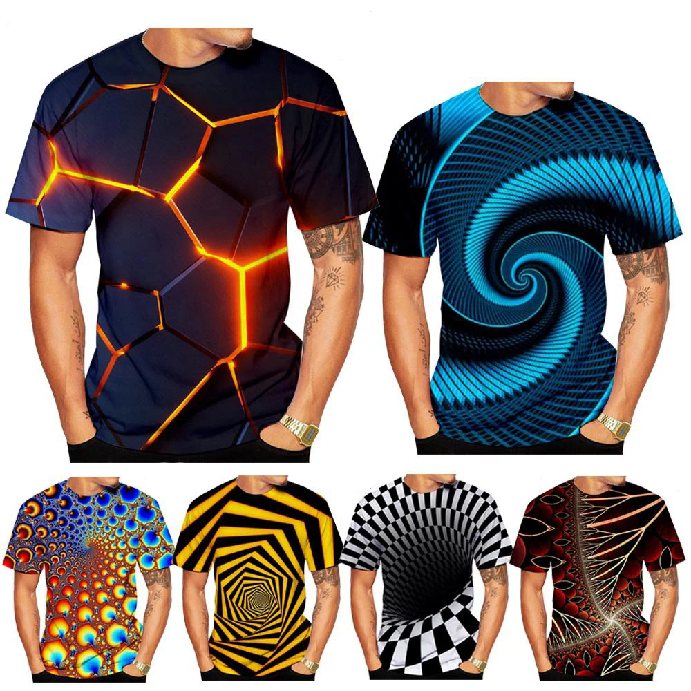 New Fashion Vertigo Hypnosis 3d Printed T-shirt Men and Women Summer Casual Short Sleeve Color Fluorescent Shirt Top