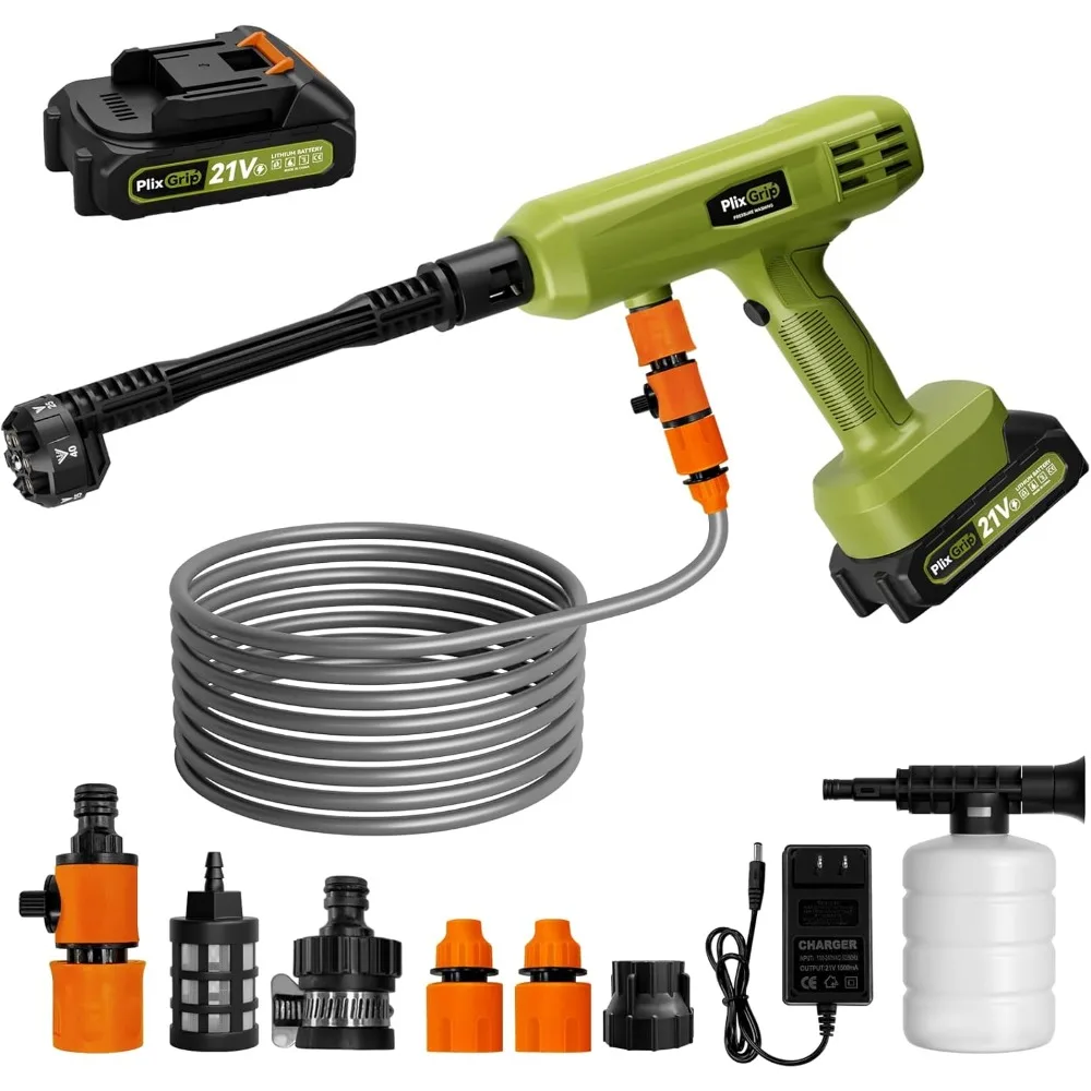 

Беспроводная мойка высокого давления, портативная мойка с аккумулятором 900PSI, портативная мойка высокого давления для электромобиля с насадкой 6-в-1 и 1,5 Ач B