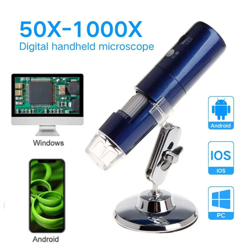 

Newest 1000x WIFI Digital Microscope Magnifier Camera HD 1080P to Observing insects With 8LED Lights for IPhone Android Phone