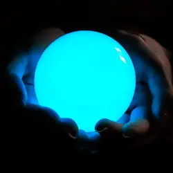 5-10cm  Natural Luminous Stone Blue Luminous Quartz Crystal Sphere Ball Glow In The Dark Stone With Base