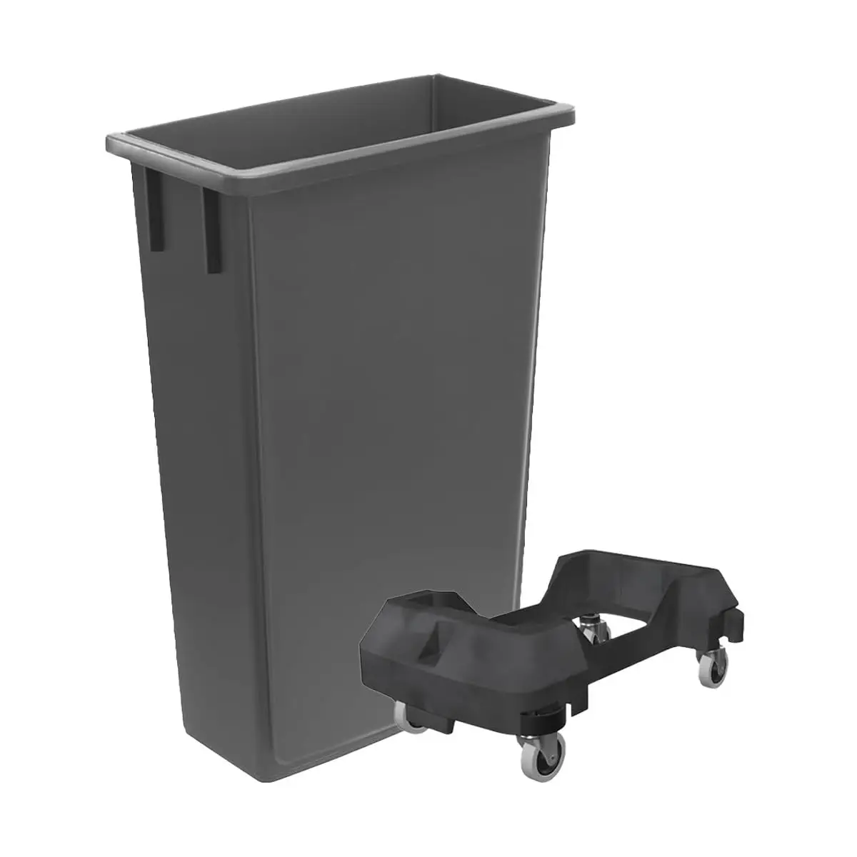3 Pack 23 Gallon Waste Bin with Dolly, Heavy-Duty Trash Can, Slim Rectangular Garbage Bin, Durable Waste Container, Recycling Bi