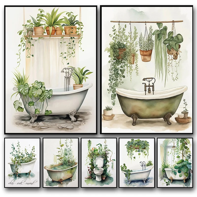 

Зеленая ботаническая тропическая картина на холсте