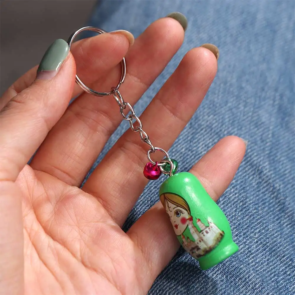 Matryoshka Russian Matryoshka Russian Dolls Key Rings Drip Wood Key Rings Wooden Stacking Dolls Pendant Smooth Creative