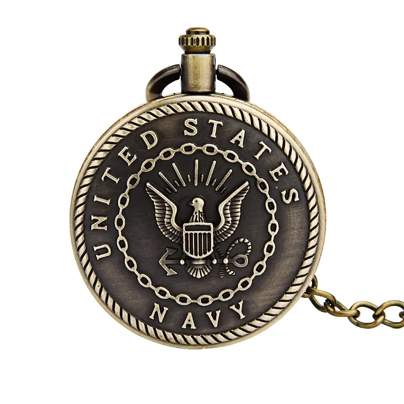 1075Retro trend bronze engraving american pattern open white digital pocket watch with chain