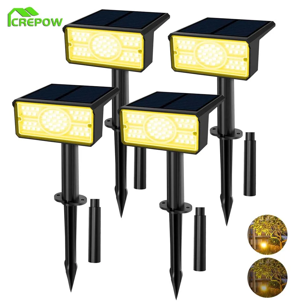 1-4pcs Solar Outdoor Light 3000K Garden Street Decor IP65 Waterproof LED Spotlight Landscape Countyard Solar Wall Lamp for Tree