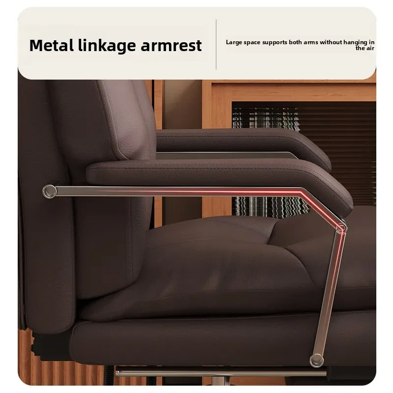 Leather Boss Chair Office Chair Recumbent Back Study Chair Ergonomic Home Computer Chair