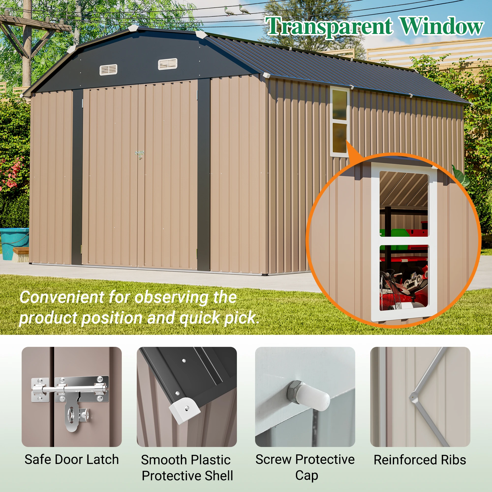 2026 10x12 FT Heavy-Duty Metal Storage Shed with Floor Frame - Outdoor Tool Shed