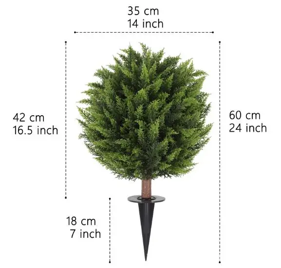 60cm Artificial Topiary Tree For Outdoor And Home Decor With Dense Leaves And Ground Spike Garden Ornaments