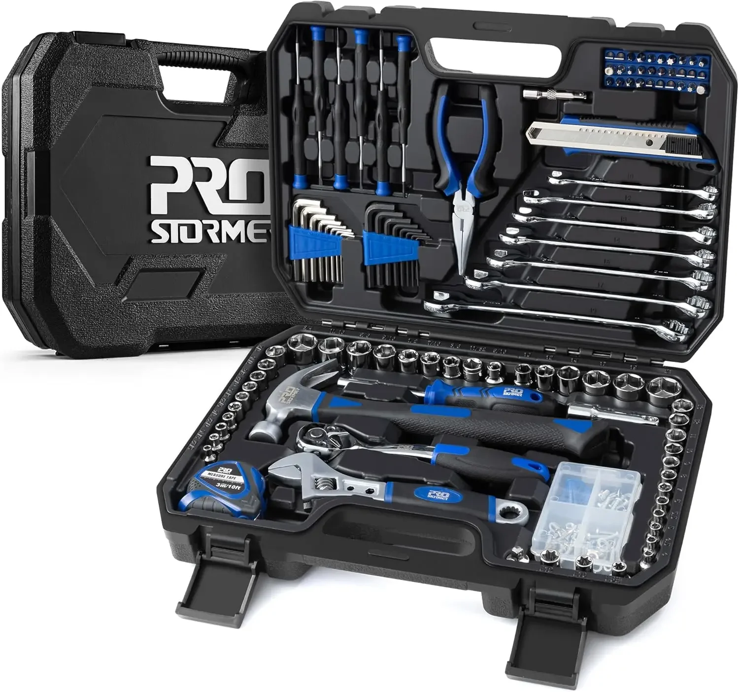 

Versatility 200-Piece General and Auto Repair Hand Tool Set with Sturdy Toolbox Case for Mechanical DIY Maintenance, Essential for