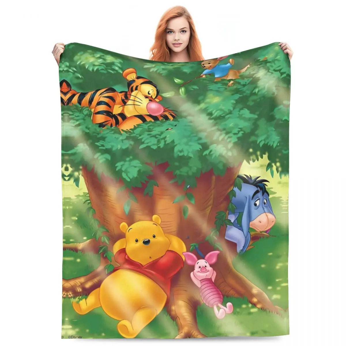 Winnie The Pooh Blanket Quality Soft Throw Blanket Spring Students Bedroom Graphic Bedspread